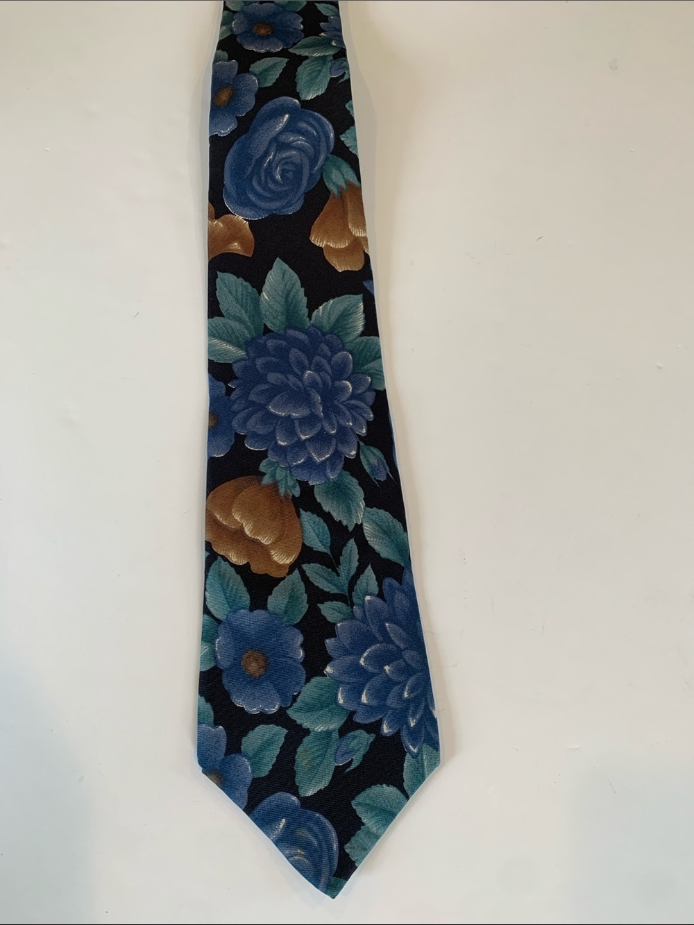 Vintage Woodward Woodie Men's Blue Floral Italian Silk Tie Necktie